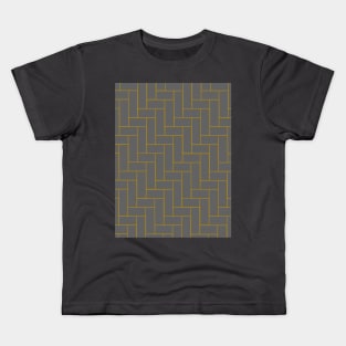 Grey and Mustard Tile Style Design Kids T-Shirt